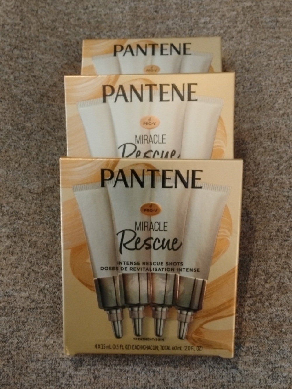 Set Of 3 Pantene Miracle Rescue Intense Rescue Shots - Cream/Gold